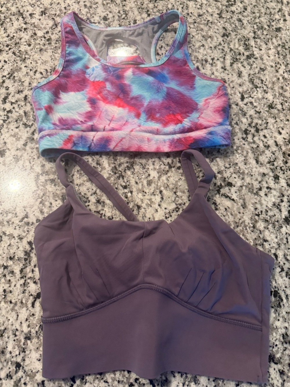 Tie-Dye Sports Bra + Mauve Active Bralette Set